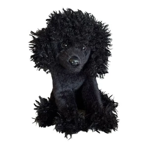 Demdaco Black Poodle Puppy Dog Plush “Fancie” Curly Cut 9” Sitting Realistic Toy - Picture 1 of 8