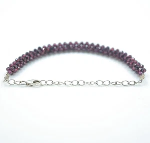 AA+ Garnet Bracelet: Beaded bracelet, 2mm micro faceted tiny beads, Minimalist - Picture 1 of 7