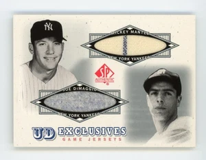2001 SP Authentic UD Exclusives Mickey Mantle Joe DiMaggio Game Used Patch SSP - Picture 1 of 2