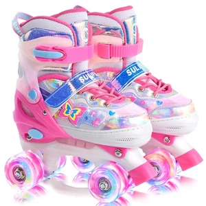 Roller Skates for Girls Boys Kids with Light Up Wheels, Adjustable Roller skates - Picture 1 of 14