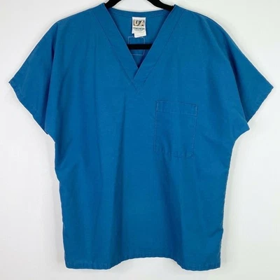 Uniform Advantage UA Scrubs Solid Blue Scrub Top Shirt Size XS - Image 1 of 4