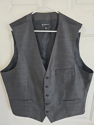 INC International Concepts MenVest XL SlimFit Gray 5Button DressSuit Formal 009 — 第 1/3 张图片