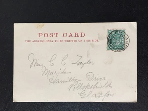 T GB 1902 ST FILLANS 662 DOPPELRINGSTEMPEL AUF LOKALPOSTKARTE NACH GLASGOW - Bild 1 von 2