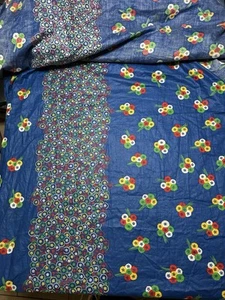 Vintage 70s Cranston Blue Floral Multi Colored Fabric 42” Wide X Approx 6 Yards - Picture 1 of 7