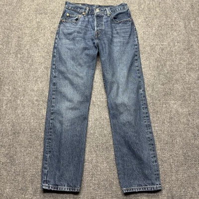 Levis Premium 501 Jeans Womens 28x28 Blue Straight Button Fly Denim Big E - Image 1 of 4
