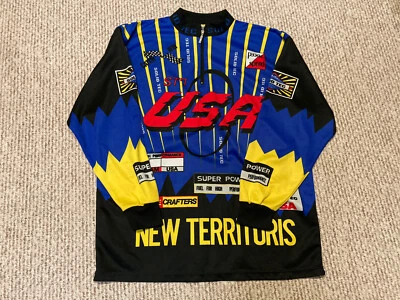 VINTAGE Nueva Camiseta de Ciclismo Territoris EE. UU. 1/4 Cremallera Años 90 Retro L Foto 1 de 4
