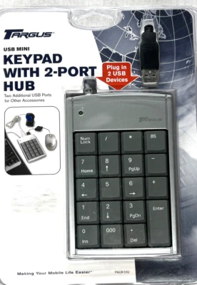 New TARGUS USB MINI Keypad With 2-PORT HUB -Sliver/Gray - Image 1 of 3