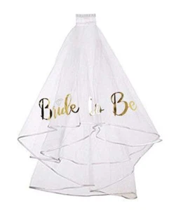 Gold Print Bride to be Veil for Bachelorette Party Supplies Bridal Shower Wed... - Picture 1 of 4