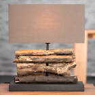 Tischlampe 40cm Modern kunstvoll natürliches Treibholz Leinen