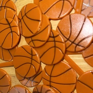 Basketball Cupcake Decor 22 Disc 6 W/Picks Basketball Cupcake Decor 28 Total - Picture 1 of 6