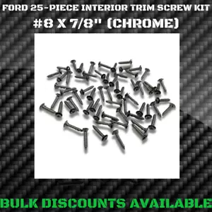 1955-1970 Ford Fairlane Interior Door Panel Exterior Molding TRIM SCREWS CHROME - Foto 1 di 2