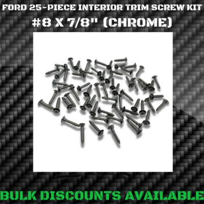 Ford Fairlane 1955-1970 panel de puerta interior moldura exterior tornillos de ajuste cromo Foto 1 de 2