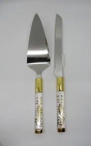 LENOX OPAL INNOCENCE FLOURISH - 2 PIECE CAKE KNIFE / SERVING SET - 0205E - Picture 1 of 5