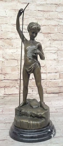 A Bofills Lost Wax Method Sculpture Children Fishing Boy Statue Decor - Picture 1 of 10