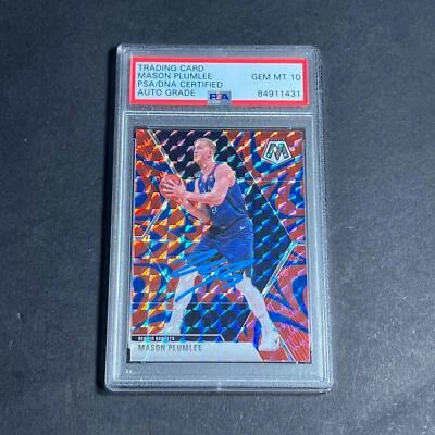 2019-20 Panini Mosaic #3 Mason Plumlee Signed Card AUTO 10 PSA Slabbed Nuggets - Image 1 of 2