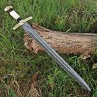 Hand Made Dmascus Sword With Bone,Wood Handle No.2