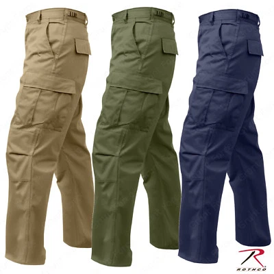 Rothco Relaxed Fit Zipper Fly BDU Cargo Pants - Olive Drab or Khaki or Navy Blue
