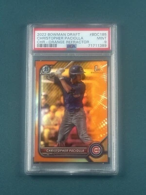 2022 Bowman Draft - CHRISTOPHER PACIOLLA - 1st Orange Refractor #25/25 PSA 9 - Image 1 of 2