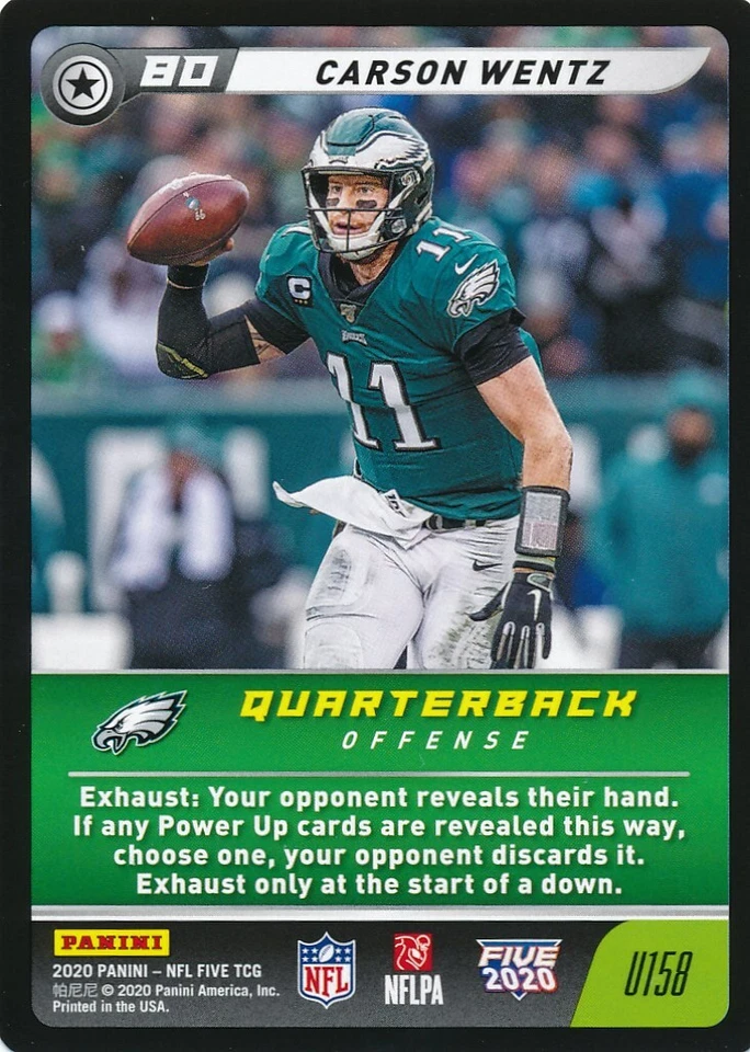 U158 CARSON WENTZ 2020 Panini Five Football TCG EAGLES - Image 1 of 1