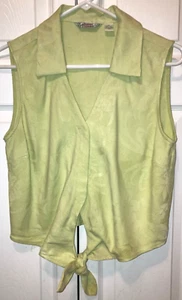 Tommy Bahama Woman's Green Silk Sleeveless Blouse Ties At Waist Sz 10 - Picture 1 of 5