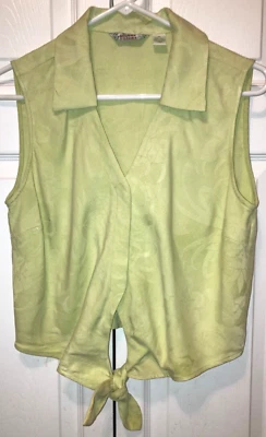 Blusa Tommy Bahama Para Mujer Verde Seda Sin Mangas Corbatas en la Cintura Talla 10 Foto 1 de 4