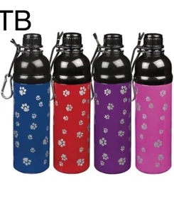 Wasserflasche - Trinkflasche Hund Kugelverschluss - 500 ml Pfoten rot - Bild 1 von 3