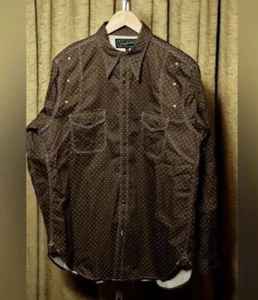 Simon James Cathcart 1930s Hercules Brown Cowboy Sateen Work Shirt, Size 16 - Picture 1 of 10