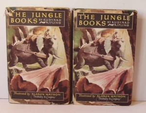 Vintage Books Volumes 1 & 2 Jungle Books by Rudyard Kipling, 1948 w/Dust Covers - Picture 1 of 10
