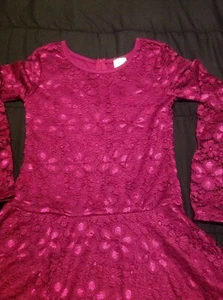 ella moss Burgandy  Lace Dres Long sleeve  Size 12 Girls/ Kids - Picture 1 of 12