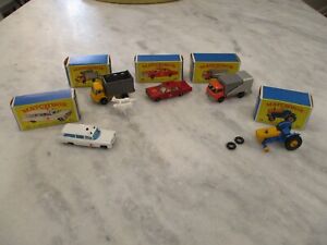 NOS MATCHBOX SERIES LESNEY SET(5) w/ORIG BOX #39/37/59/54/7 CATTLE/TRACTOR/FORD+