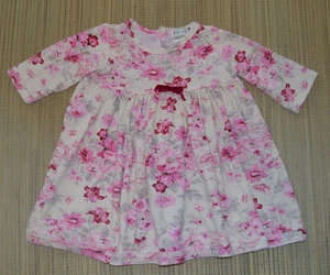 Baby Nay Girls Floral Cotton Knit Dress Pink Ivory Gray Boutique Size 12m - Picture 1 of 1