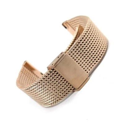 Nueva pulsera de malla milanesa maciza de acero inoxidable con hebilla sólida correa de reloj Foto 1 de 4