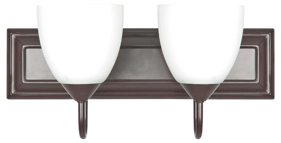 Sunset Lighting 2-Light Vanity with Round Milk Glass, Oiled Bronze Finish F3622- Foto 1 de 1