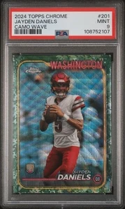 2024 Topps Chrome - Jayden Daniels Green CAMO WAVE Refractor - PSA 9 - POP 1! - Picture 1 of 2
