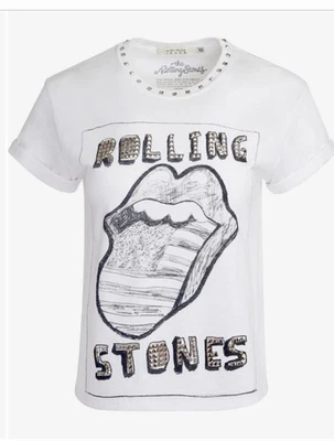 NWT- Alice + Olivia Jeans Women's White Embellished Roll Cuff Berk Top Size XS/S - Image 1 of 4