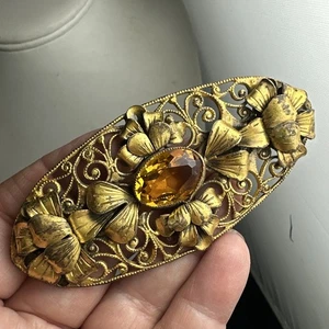 Antique Sash Gilt Crystal Brooch - Picture 1 of 12