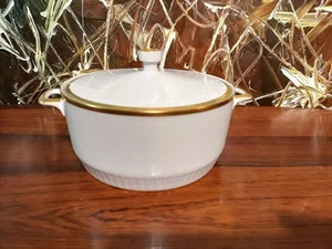 Alboth & KAISER Germany,  edle Deckelschüssel / Casserole  / Weiß mit Goldrand - Bild 1 von 5