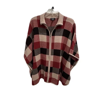 Poncho suéter capa para mujer Jones New York talla 0X/1X tejido a cuadros búfalo Foto 1 de 4