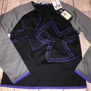 Under Armour Youth Medium Black Purple Cold Gear Sweatshirt NEW - Picture 1 of 1