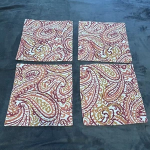 Cynthia Rowley Set Of 4 Paisley Cotton Placemats Square Reversible 100% Cotton - Picture 1 of 7