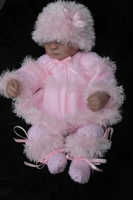 baby knitting pattern jacket hat pants  booties  dk  nb / 0/3 18/22 in reborn - Image 1 of 4
