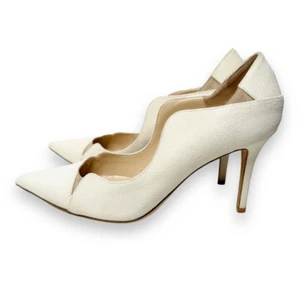 Bomba Jimmy Choo Tamika 100 mm dentada, cuero texturizado crema con leche/desnudo talla 37 - Imagen 1 de 10