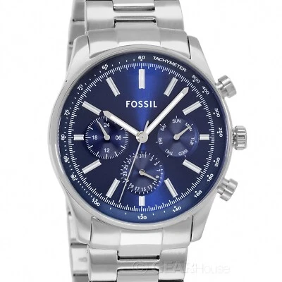 Reloj multifunción FOSSIL Sullivan para hombre, esfera azul, correa plateada de acero inoxidable Foto 1 de 4