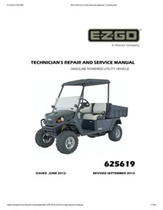 EZGO Terrain 1500 Service Manual | 2012-2018 | Gas Powered | USB & Link - Foto 1 di 9