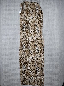 Calvin Klein Animal Print Scarf Sheer Cheetah Shawl Brown Black White 21 x 72” - Picture 1 of 9