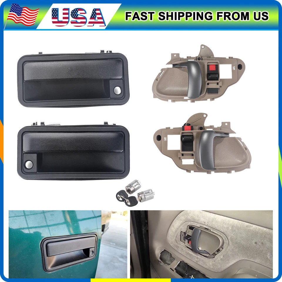 Exterior Door Handle w/ Lock Cylinder For Chevrolet C1500 GMC K1500 95-00 Front - Image 1 of 4