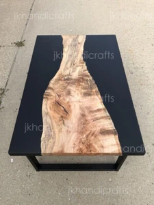 New Black Epoxy Resin Dining Table top Acacia Wood Costume Order Christmas Decor - Picture 1 of 7