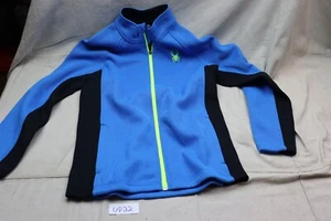 Spyder Blue, Black & Lime Green Spider Logo Jacket Sweater Boys XL 18 Full Zip - Picture 1 of 9