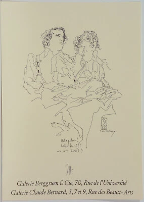 Horst Janssen/Ausstellungsplakat/Offsetdruck/handsigniert/Galerie Berggruen - Bild 1 von 3