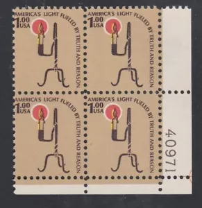 USA 1979 MNH $1 RUSH LAMP & CANDLE HOLDER IN PLATE BLOCK OF 4 - Picture 1 of 1